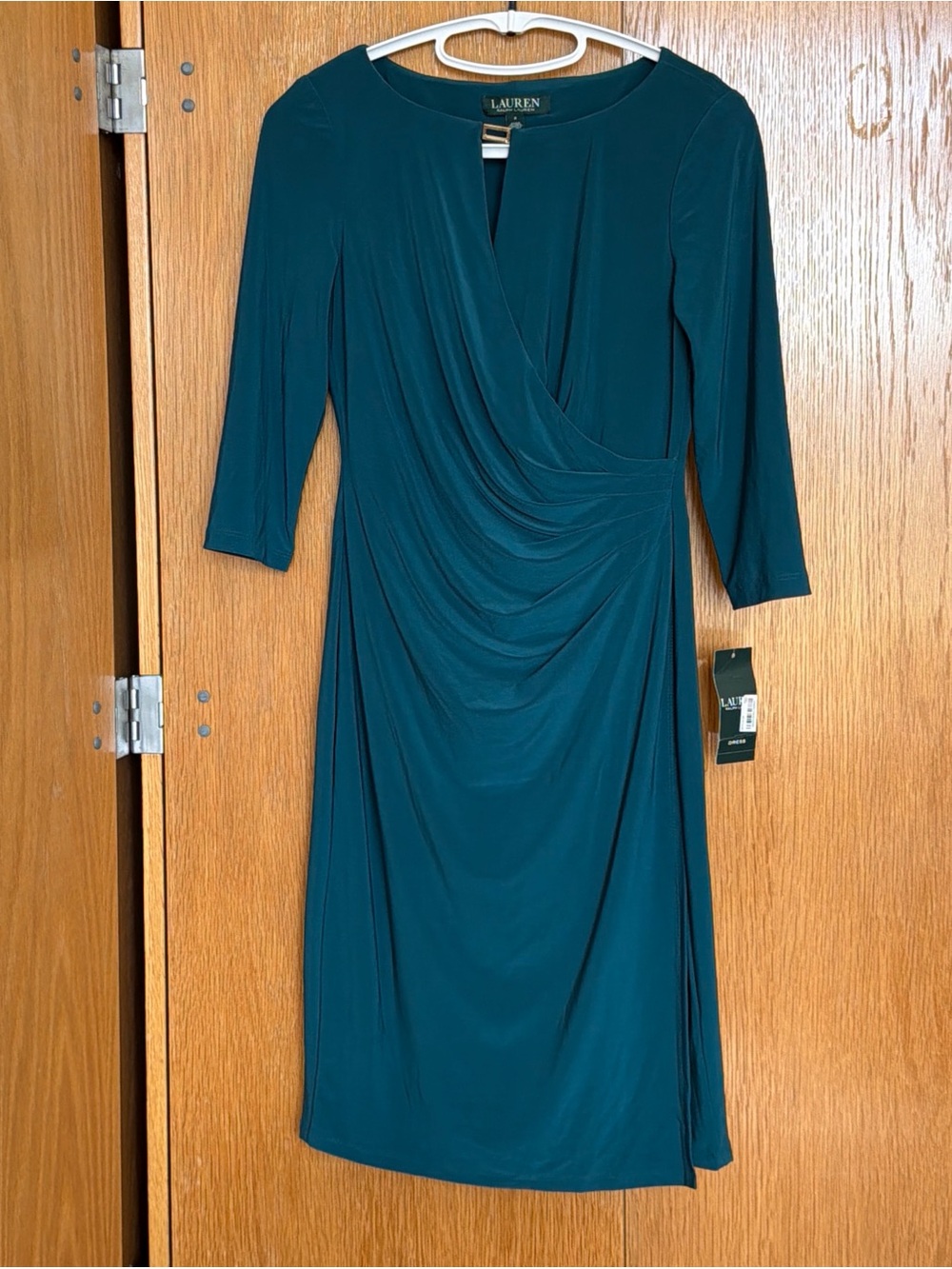 Ralph Lauren Teal Green Draped Sheath Dress
